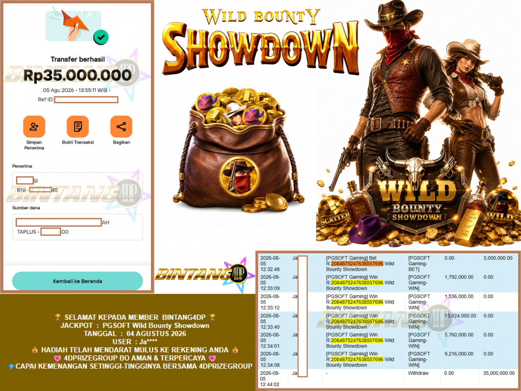 BINTANG4DP JACKPOT PGSOFT “Wild Bounty Showdown”‎‎‏‏ ‎‎‏‏‎‎‏‏Rp35.000.000,- LUNAS