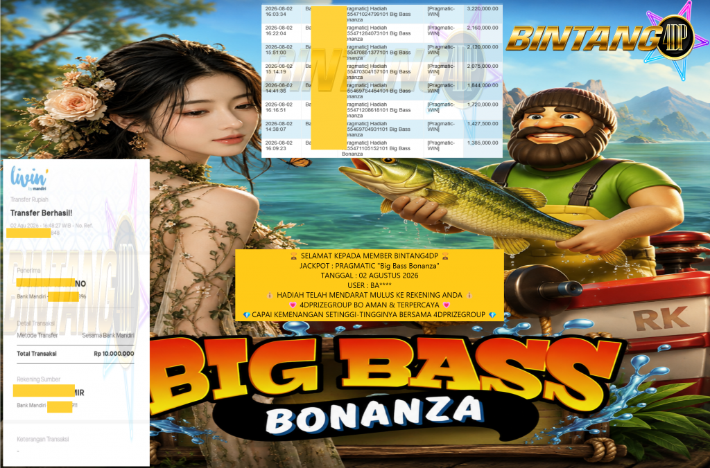 BINTANG4DP JACKPOT PASARAN PRAGMATIC “Big Bass Bonanza” Rp 10,000,000,- LUNAS