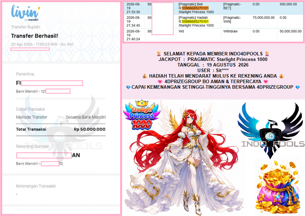 INDO4DPOOLS JACKPOT PRAGMATIC “Starlight Princess 1000″‎‏‏‎‎ Rp50.000.000,- LUNAS