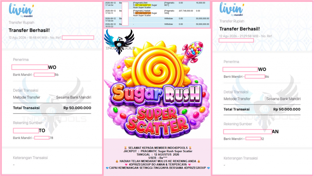 INDO4DPOOLS JACKPOT PRAGMATIC “Sugar Rush Super Scatter”‎‏‏‎‎ Rp177.000.000,- LUNAS