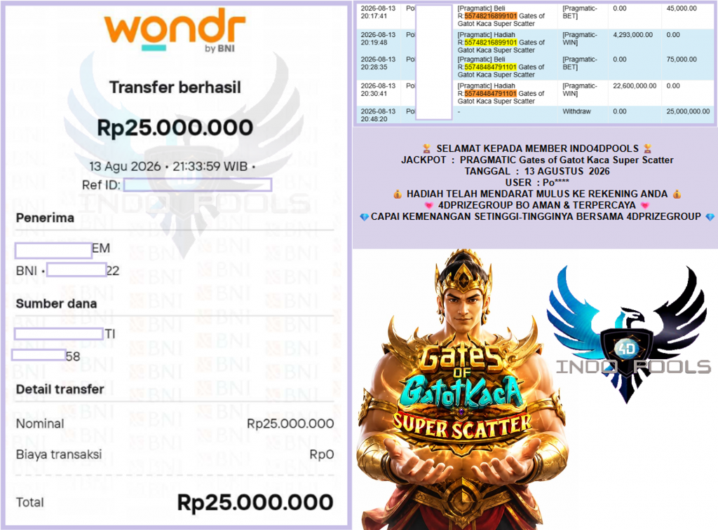 INDO4DPOOLS JACKPOT PRAGMATIC “Gates of Gatot Kaca Super Scatter”‎‏‏‎‎ Rp25.000.000,- LUNAS