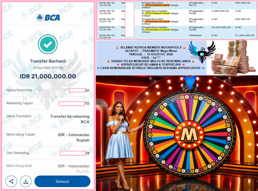 INDO4DPOOLS JACKPOT PRAGMATIC “Mega Wheel”‎‏‏‎‎ Rp21.000.000,- LUNAS