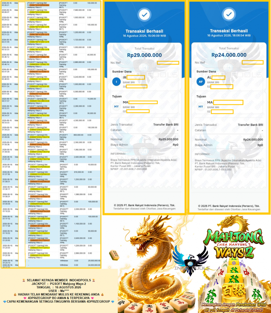 INDO4DPOOLS JACKPOT PGSOFT “Mahjong Ways 2″‎‎‏‏ ‎‎‏‏‎‎‏‏Rp53.000.000,- LUNAS
