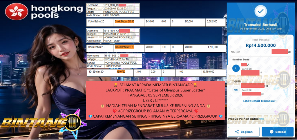 BINTANG4DP JACKPOT PASARAN HONGKONG POOLS FULL “0752” Rp 15.000.000,- LUNAS