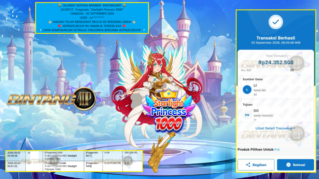 BINTANG4DP JACKPOT : Pragmatic “Starlight Princess 1000″‎‏‏‎‎ Rp24.350.000,- LUNAS