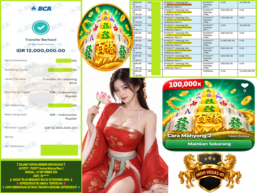 INDOVEGAS4D JACKPOT PGSOFT Gaming “Mahjong Ways 2″‎‎‏‏ ‎‎‏‏‎‎‏‏ Rp.12.000.000,-LUNAS