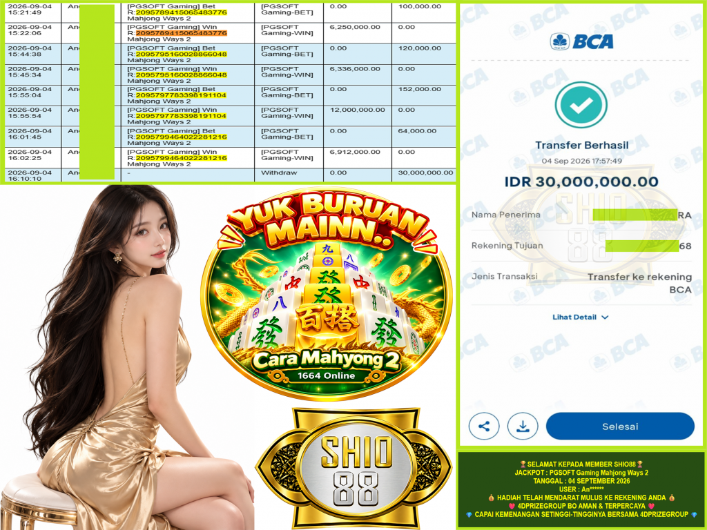 SHIO88 JACKPOT PGSOFT Gaming “Mahjong Ways 2″‎‎‏‏ ‎‎‏‏‎‎‏‏ Rp.30.000.000,-LUNAS