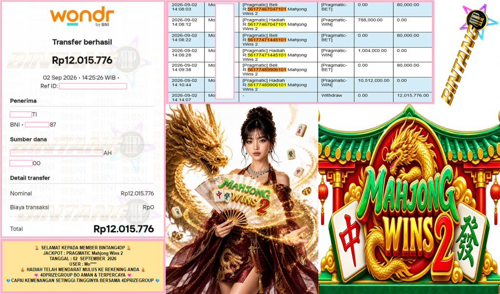 BINTANG4DP JACKPOT PRAGMATIC “Mahjong Wins 2″‎‏‏‎‎ Rp12.015.776,- LUNAS