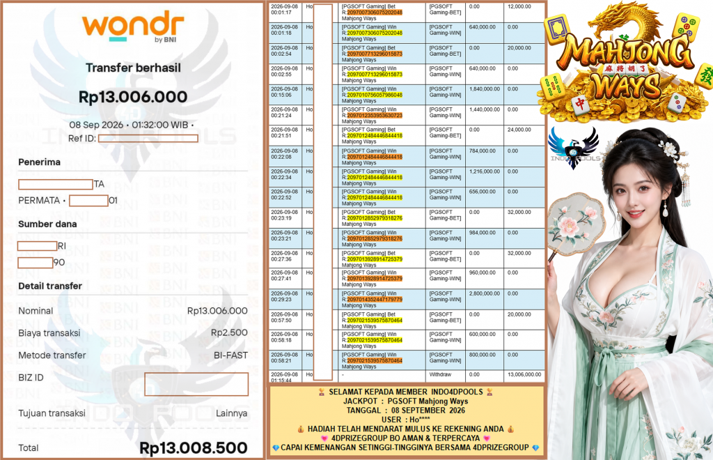 INDO4DPOOLS JACKPOT PGSOFT “Mahjong Ways”‎‎‏‏ ‎‎‏‏‎‎‏‏Rp13.006.000,- LUNAS