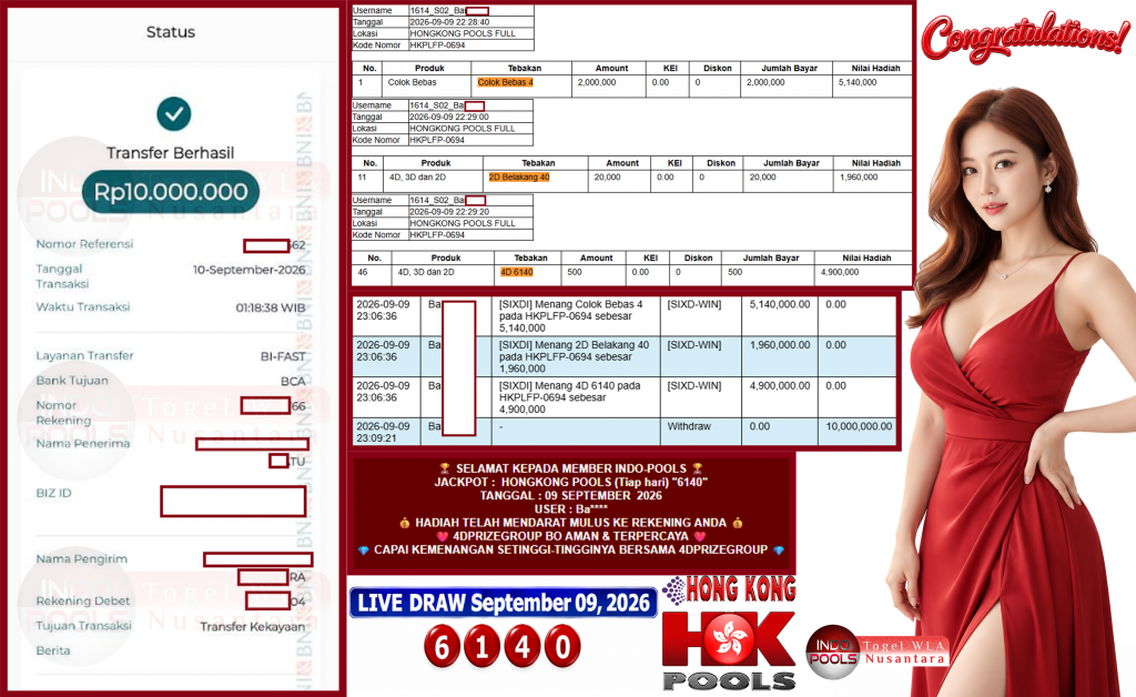 INDO-POOLS JACKPOT HONGKONG POOLS (Tiap hari) “6140” Rp10.000.000,- LUNAS