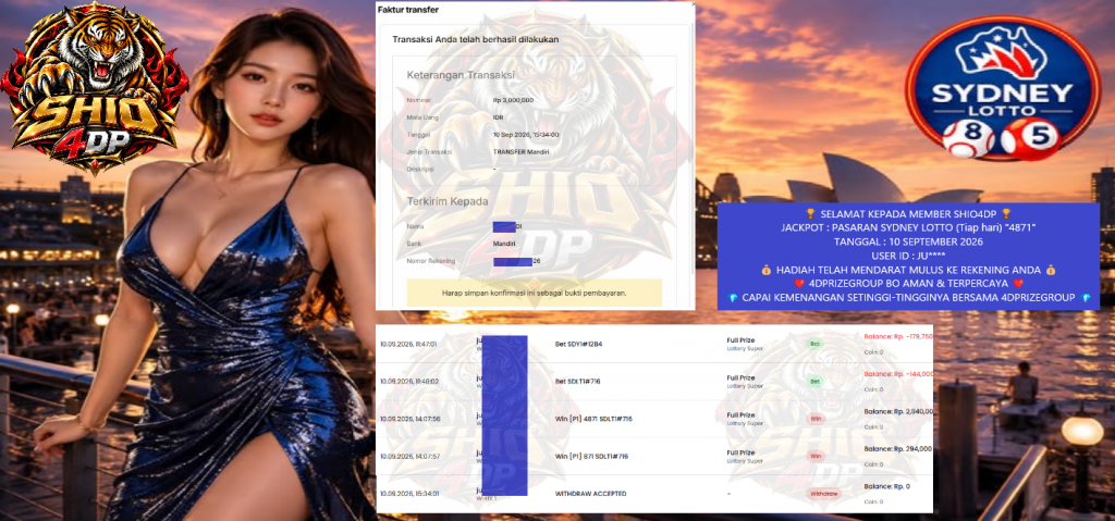 SHIO4DP JACKPOT PASARAN SYDNEY LOTTO (Tiap hari) “4871” Rp 3.000.000,- LUNAS