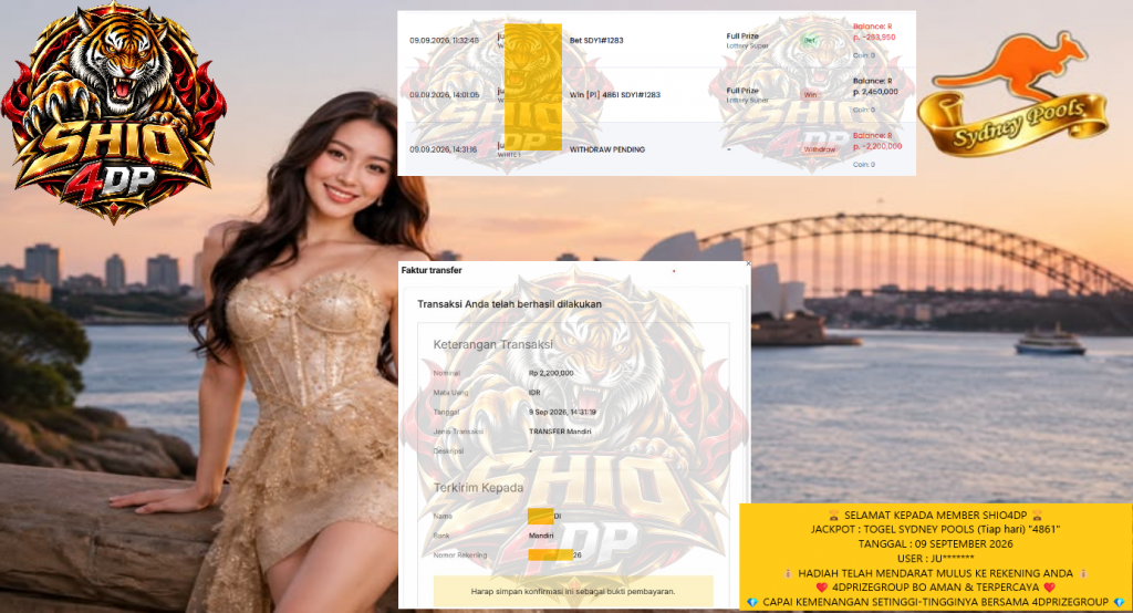 SHIO4DP JACKPOT TOGEL SYDNEY POOLS (Tiap hari) “4861” Rp 2.200.000,- LUNAS