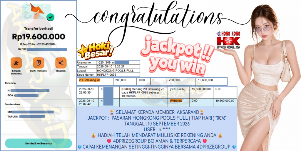 AKSARA4D JACKPOT PASARAN ” HONGKONG POOLS FULL (TIAP HARI) ”0076″ ” Rp 19,600,000,- LUNAS