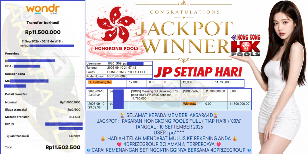 AKSARA4D JACKPOT PASARAN ” HONGKONG POOLS FULL (TIAP HARI) ”0076″ ” Rp 11,500,000,- LUNAS